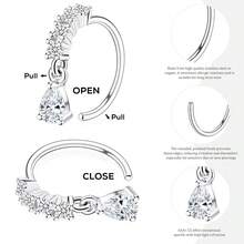 BSJ4U Hoop Nose Rings For Women Nose Piercings 20G Stainless Steel Nose Rings Hoops Heart Butterfly Flower Bow Teardrop Double Nose Hoops Gold Plated Silver Pink Clear CZ Nose Piercing Jewelry - 銀色透明鼻環 - 查看 6