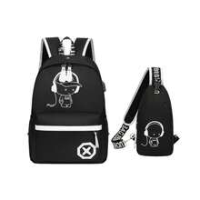 Mochila para niños, mochila escolar para niñas, adolescentes, adultos jóvenes, mochilas escolares modernas, mochila escolar reflectante, mochila para acampar al aire libre, cartera escolar grande, cartera impermeable, conjunto de bolso de hombro - Mochila con auriculares + bolso de pecho - Ver 2