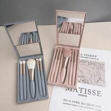 Makeup Brush Set With Mirror Multifunctional Loose Powder Brush Portable Box Blush Brush 5 Mirror Box Beauty Tools - Blue - View 6