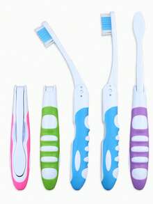 1/4 支装旅行牙刷，可折叠设计，中等刷毛，适合露营、情侣、旅行和商务出行 - 彩色 - 查看 7