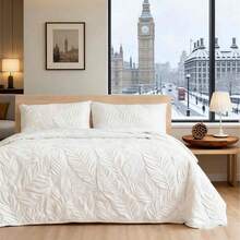 3 Pcs Bed Comforter Set,Queen Comforter Set,Edredones Para Cama Queen Size Quilt Bedding Set,As A Gift,White Lightweight Microfiber Quilt,Modern Geometric 3-Piece Set(1 Quilt+2 Pillow Shams) Queen/Full 90''X96'' Soft Skin-Friendly Xmas Holiday Bedding For Bedroom Decor - 白色 - 查看 1