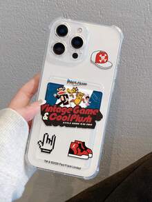 This Cute, Cartoony, And Cheerful Paul Frank Monkey Card Holder Is A Transparent, Full-Coverage Phone Case With Perforations. Compatible With AppleiPhone 17/13/14/15/16/Pro Max. It Features Drop Protection On All Four Corners And Can Hold Cards And Coins. It's A Great Gift For Valentine's Day, Friends, Couples, And New Year's. - Clear - View 6