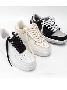 1双加粗圆形绳状鞋带，黑色、白色、米色，男女通用 - 彩色 - 查看 3