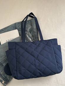 Solid Color Lightweight Student College Style Casual Large Capacity Tote Bag For Outing, Sisters, Best Friends - Blue - View 7