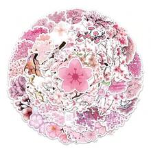 Sakura Plant Cute Funny Cartoon Aesthetic Stickers, Waterproof Vinyl Decals Suitable For Adults, Teens, Decorating Luggage, Water Bottles, DIY, Phones, Laptops, Skateboards, Helmets Scrapbook Supplies Funny Stickers Scrapbooking Supplies Kindle - Cherry Blossom Plants - View 4