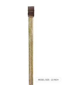 6 pièces Ensemble de cheveux pailletés dorés, 22 pouces/56 cm Cheveux synthétiques longs et droits à la mode avec pinces, accessoires de cheveux résistants à la chaleur - Doré - Voir 5