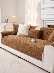 1 st tjockt plyschkuddfodral till soffan, modern minimalistisk halkfri soffdyna, dammtät och tvättbar sofföverdrag, mjukt och blekningsbeständigt, husdjursvänligt, lämplig för sovrum, kontor, vardagsrum, L-formad soffa, 1/2/3/4-sitssoffa - Brun - Visa 6