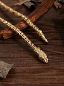 1pc Creative European & American Style Coiled Snake Bangle Bracelet,Valentine's Day Gift,Starfish Holiday Style Arm Chain,Suitable For Women To Wear On Daily Outings And Vacations .(Random Style) - vàng - Kiểu ngẫu nhiên - Xem 4
