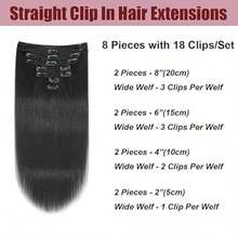 Hair Clip In Hair Extensions Straight Human Hair 8Pcs Clip In Extensions Remy Clip In Hair Extensions Real Human Hair Extensions Clip In Extension Human Hair Black For Women 22inch - Natural Black - View 3