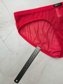 1 Stück sexy transparente Mesh Herren Unterhose mit voller Abdeckung und niedriger Taille, rote dreieckige Unterwäsche - Rot - Übersicht 9