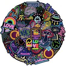50pcs/Pack Cool Neon Lights Waterproof DIY Creative Stickers Toys, Laptop PC Computer Mobile Smartphones Phone Case Guitar Desktop Cup Travel Motorcycles Car Accessories Sticker - Multicolor - View 15