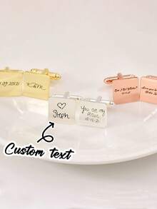 2 piezas Gemelos, Regalo de boda, Gemelos "Me enamoré de ti", Regalo personalizado, Colorido, Lindo, Encantador, Divertido, Kawaii, Estilo del milenio, Elegante, Unisex, Casual, Personalizado, Único, Regalo para ella, Novio, Novia, Familia, Amigos, Útiles escolares, Regalo para maestros, Adecuado para todos, Adolescentes, Estudiantes de secundaria - Estilo 1 - Ver 6