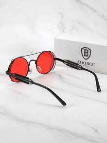 1 Piece Of Men's Round Metal Fashion Glasses With . Steampunk Futuristic Sci-Fi Style Glasses, Suitable For Music Festivals And Everyday Wear. - Round - View 8