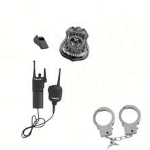 6pcs Costume Set, Uniform Cosplay, Role Play, Badge, Handcuffs, Walkie-Talkie, Badge Necklace, Whistle Props, Holiday Party Decorations - Multicolor - View 10