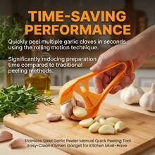 不锈钢手动剥蒜器，快速剥蒜，易于清洁，厨房必备小工具 - 彩色 - 查看 2