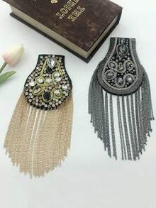 1pc Chain Tassel Shield Shaped Shoulder Accessory For Stage Performance, Party Dress - Shield Epaulettes - View 8