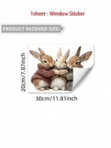 Easter Bunny Window Clings Decor, Easter Sweater Bunny Window Clings, PVC One-Time Stickers, Modern Style Home Decor, Suitable For Glass, Tiles, Easter, Spring Party, Home Classroom Decor, Holiday Party Decor, Party, Festive Home Decor, Bunny Accessories - Multicolor - View 8