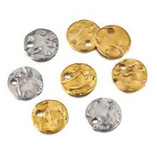 10pcs 8-12mm Gold Stainless Steel Round Embossed Pendants, For DIY Necklace Bracelet Earring Jewelry Making - Pendants - View 3