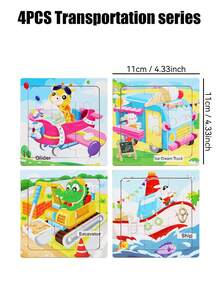 1/4/6/8/12/40片装儿童9片装木制拼图,卡通动物认知拼图套装,儿童益智玩具,恐龙、海洋动物、交通工具、昆虫系列拼图,蒙特梭利玩具,拼图游戏,儿童礼物 - 彩色 - 查看 40