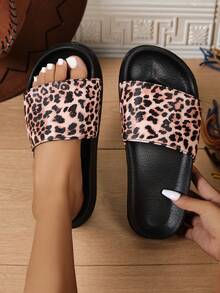 New Leopard Print Slippers For Women, Lightweight, Personalized, Fashion Versatile, Comfortable, Soft, Breathable, Non-Slip House Slippers With Shock Absorption - Brown - View 10