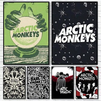 6幅无框复古抽象创意海报，趣味十足，帆布印刷，高级拼贴墙画，宿舍客厅家居装饰