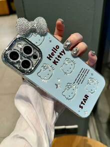 Ốp lưng điện thoại hình mèo con dễ thương Sanrio tương thích với iPhone 17 Pro Max, 11/12/14/16, Apple 15 Plus, họa tiết hoạt hình, nơ đính kim cương lấp lánh, chống sốc. - Nhiều màu - Xem 4