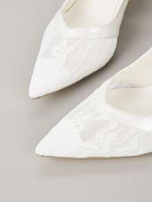 2026新款优雅时尚后系带小众设计女式高跟鞋（不对称剪裁鞋面） - 白色 - 查看 5