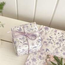 10 hojas de papel de seda para envolver con tema morado, papel de regalo, papel de regalo violeta con diseños florales suaves, papel kraft de alta calidad para regalos y arreglos florales - Multicolor - Ver 5