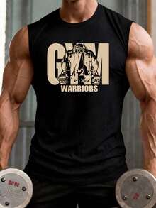 Fitness Warrior Men's Sleeveless Tank Top. Muscle Power: Tank Top Printed With Fitness Warrior Pattern. Sporty Style. Gym. Warrior. Men's Sleeveless Tank Top. Graphic Tank. Muscle. Fitness Apparel. Workout Clothes. - Black - View 3