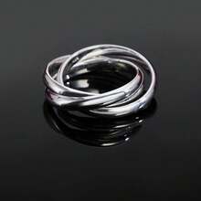 925 Sterling Silver Plated Three Smooth Round Circles Rings For Women Man Fashion Engagement Wedding Birthday Party Charm Jewelry Gift - Silver - View 2