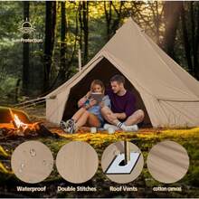 CYglamcamp - Tienda de campaña 100 % algodón impermeable para acampar familiar 4 estaciones impermeable para exteriores y campanas de yurta - 164 pies - Ver 3
