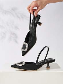 女士尖头高跟鞋，秋冬新款 - 黑色 - 查看 2