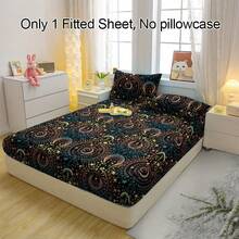 1件透气性极佳的星空图案床笠，柔软舒适的床垫罩，适用于卧室、客房和宿舍，床垫保护套，床上用品套装（不含枕套） - 彩色 - 查看 3