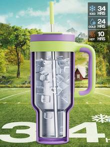 Powcan 40盎司不锈钢水瓶，带提手；保温不锈钢旅行咖啡杯，配有二合一吸管和防漏盖；可放入洗碗机清洗；适用于冷热饮；非常适合车载杯架、居家、办公、旅行、户外活动以及作为礼物。 - 紫綠色 - 查看 3
