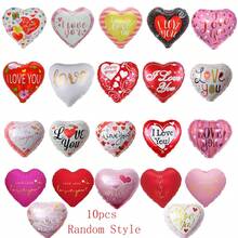 10pcs 18-Inch Heart Shaped Balloons, Valentine's Day "I Love You" Helium Balloons, Wedding Decoration, Valentine's Day Decor, Back To School Season - Multicolor - View 7