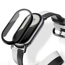 2pcs Transparent Black Protective Case For Xiaomi Mi Band 8/9/10, Hard PC Watch Protective Shell + Built-In High-Definition Glass Screen Protector, 9H Hardness, All-Round Protection, Scratch-Resistant - 2pcs, Black - View 3