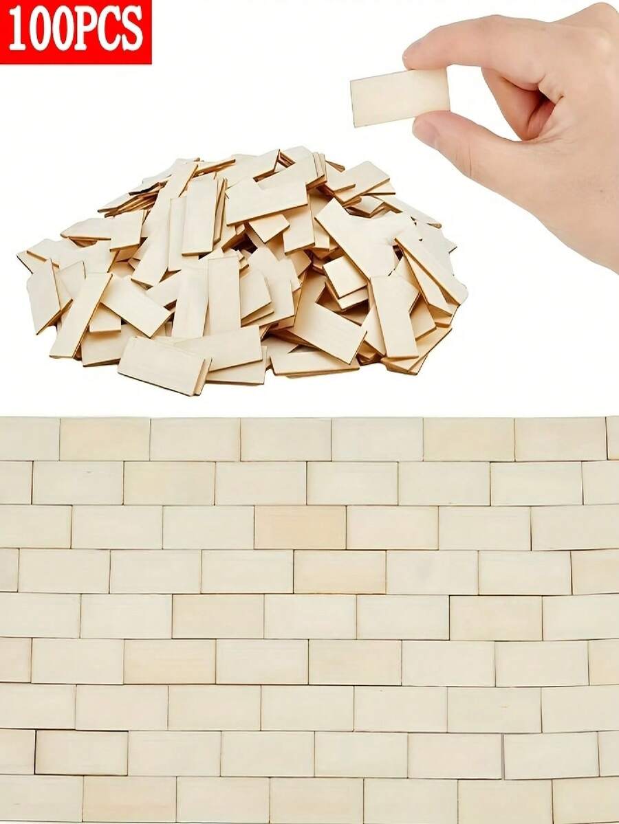 50/100个木制迷你长方形工艺品 | 手工迷你景观地板、家居装饰、家具模型、墙面装饰、绘画、涂鸦、节日装饰,适用于圣诞节、情人节、新年、复活节、乡村小屋、婚礼等场合 - 彩色 - 查看 1
