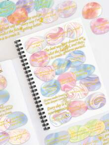 50pcs Soft Glow Gold Foil Stickers Minimalist Aesthetic Waterproof Decals For Journal, Phone Case, Laptop, Suitcase, Desktop, DIY Crafts - Multicolor - View 6