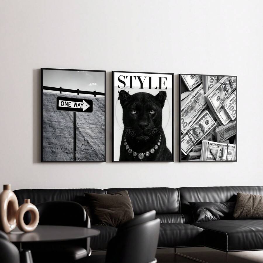 Tranh treo tường canvas màu hồng in hình báo đốm và quả cầu may mắn số 8, dành cho bé gái, thích hợp trang trí phòng ngủ, phòng khách, ký túc xá, phong cách thanh lịch, không khung, quà tặng cho phụ nữ. - Nhiều màu - Xem 1