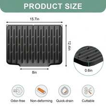 Silicone Kitchen Countertop Dish Drying Mat With Water Collection Tray Non-Slip Pad,Large Rubber Dish Drain Mat Dish Rack Mat - màu đen - Xem 2