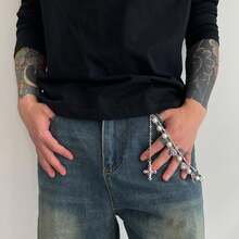 Fashion Layered Pants Wallet Chains - Exquisite Gold Silver Rhinestone Flower Pearl Jean Pocket Chain For Women Men Cute Bag Purse Charms Jewelry - Bạc - Xem 4