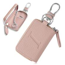 Personalized Leather Car Smart Key Case Remote Control Holder Key Chain Suitable For Men And Women Customizable Initial Name Gift Gifts For Women Mini Wallet - Pink - View 17