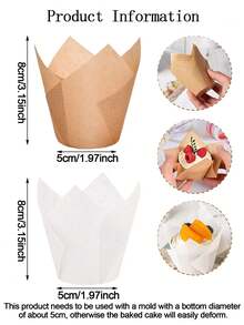 郁金香纸杯托，高品质松饼架，适用于婚礼、生日、周年纪念日、特殊场合、节日、家庭烘焙 - 彩色 - 查看 6