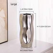 Silver Wavy Ceramic Vase, Modern Minimalist Living Room TV Cabinet Decor, Dry Flower Vase Home Decoration - Silver - View 8