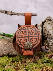 Medieval Viking Style Waist Bag - PU Leather Renaissance Coin Pouch, Ideal For Hiking, Cosplay & Halloween Gifts - Brown - View 6