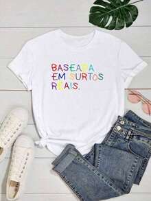 Camiseta Surtos Reias Feminina Lançamento Básica Premium Confortável - Branco - Visão 4