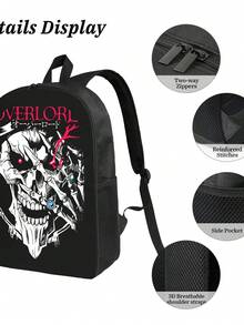 Overlord Ainz Ooal Gown Albedo Skull Professionally Designed Polyester Backpack Perfect For Both Office And Travel. - màu đen - Xem 5