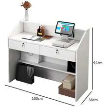 Mostrador De Caja Blanco De 100 Cm De Ancho 92cm Blanco - Blanco - Ver 2