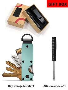 MIYIN Minimalist Keychain Key Holder - Compact Metal Key Organizer With Screwdriver Carbon Fiber Pattern Unisex Black Key Clip Anti-Scratch Surface Cool And Innovative Keychain For Men Mini Wallet Small Wallet Wallet Keychain - Green - View 10