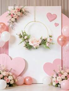 A Floral Wreath Wall Hanging; Wedding Decoration, Valentine's Day Ambiance Gift, Children's Room Wall Decoration; Stylish Living Room, Bedroom, And Festive Decor Piece; Creative Wall Decoration; Bamboo Ring Flowers; Suitable For Home Decor, Bedroom Decoration, Or As A Gift. - Multicolor - View 7